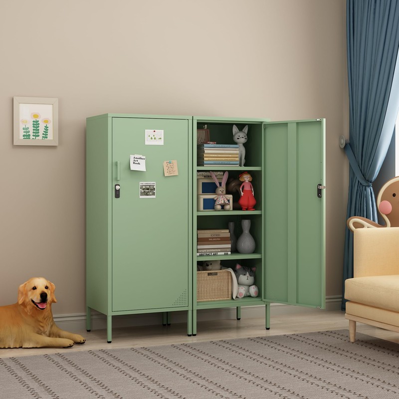 Steehoom Metal Lokcer Cabinet (Green, 19.69" D x 15.75" W