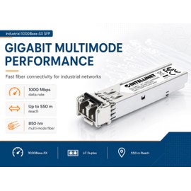 Intellinet Transceiver Industriale Gigabit Fibra Ottica LC Duplex SFP Grigio Silver