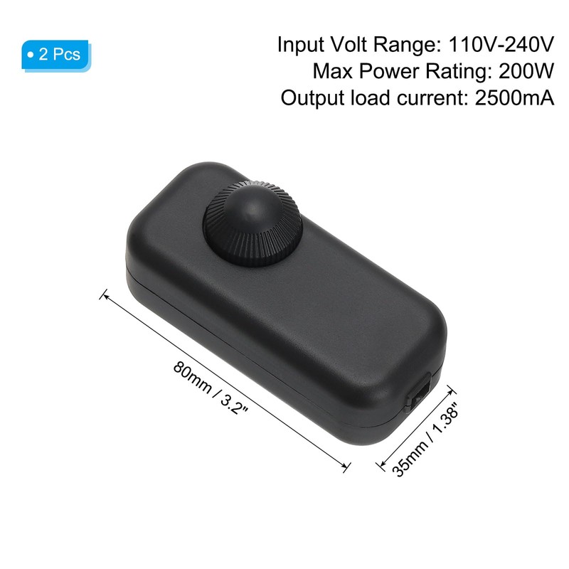 PATIKIL Inline Lamp Switch, 2pcs Rotary Dimmer LED Light Controller