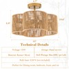 SYTPPLAN 4-Light Rattan Light Fixtures Ceiling Light, 15" Semi Flush