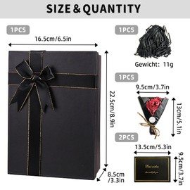 VINEST Foldable Gift Box, Small Empty Gift Boxes for Presents, Versatile Gift Boxes with Lids Additional Ribbon Bow Suitable for Birthday Parties, Valentine's Day, Mother's Day Easter (Black)