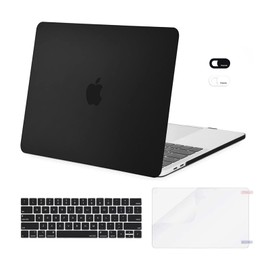MOSISO Funda Compatible con MacBook Pro 15 Pulgadas 2019 2018 2017 2016 A1990 A1707 con Touch Bar,Plástico Carcasa Rígida&Cubierta de Teclado&Protector de Pantalla&Cubierta de Cámara Web, Negro