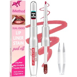 iMethod Tinte Delineador de Labios - Tinte de Labios, 2 en 1 de Doble Extremo Despegable con Pinzas, Delineador de Labios Natural de Larga Duración De