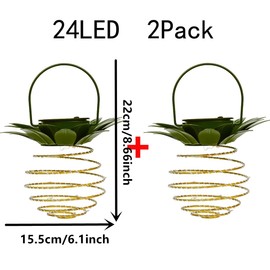U-Vathing 2Pack 24LEDS Outdoor Solar Pineapple Lights,Waterproof Hanging Solar Lantern Decorative Lights Landscape Lights with Handle for Pathway Patio Yard Porch Path,Lawn Tabletop Decoration