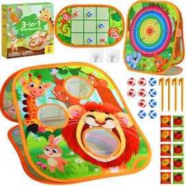 JOYIN 3-in-1 Animal Bean Bag Toss Game for Kids, Portable Corn Hole Games with Tic Tac Toe & Small Sticky Balls, Indoor & Outdoor Toys for Party Yard Beach Lawn, Birthday Gift for Boys Girls Toddlers