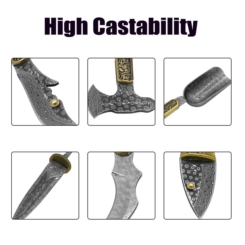 Damascus Steel Billet Patterned Steel Cutter Embryo Forging Materials Quenched