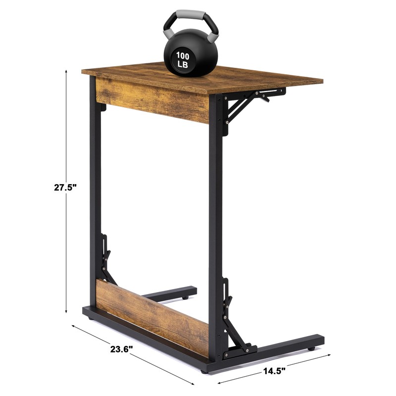 SUNBURY C Shaped End Table, TV Tray, No Assembly Required,