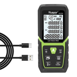 Huepar Laser Distance Meter 393Ft with Li-ion Battery & Electric Angle Sensor, Backlit LCD Laser Measure M/in/Ft with High Accuracy Multi-Measurement Modes, Pythagorean, Distance, Area&Volume