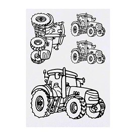 4 x 'Farm Tractor' Temporary Tattoos - Water Resistant, Skin-Safe, Non-Toxic Transfers, Mixed Sizes (TO00011311)