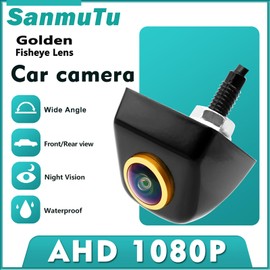 SanmuTu AHD 1080P Backup Camera,140° Wide Angle IP67K Waterproof Night Vision CCD Rear/Front View Camera Mini cam, Universal Three Control Rearview Reverse Camera Universal for 12V Cars Trucks RV SUV