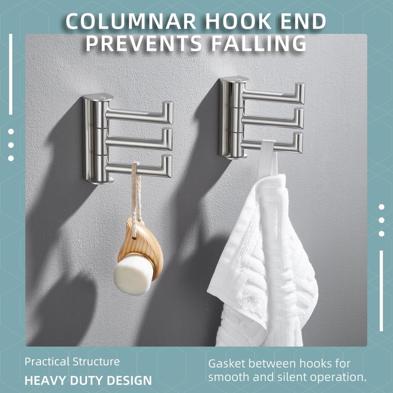 Angle Simple Swivel Towel Hooks, SUS 304 Stainless Steel Foldable