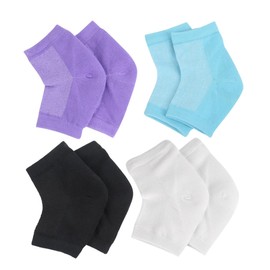 WOONEKY 4pairs Moisturizing Gel Heel Socks of High Heel Protectors Elastic Foot Sleeves Prevent Cracking Breathable Compact for Travel