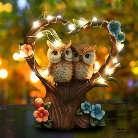 DAZZTIME Garden Decoration for Outdoor Weatherproof, Owl Garden Figures, Garden Decoration for Outdoor Figures, LED Garden Light, Decorative Owl Figures, Garden Figures Outdoor, for Outdoor Garden