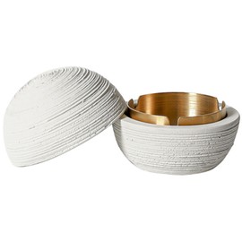 Cutfouwe Outdoor Bin - Waterproof Concrete Bin with Metal Inner Container, Modern Design for Garden and Entrance Area, White, 12 cm