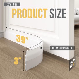Door Draft Stopper for Huge Gap，3" W x 39" L Adjustable Widened Under Door Seal for Exterior/Interior Doors，Under Door Draft Blocker Soundproof/Insulator Door Sweep Weather Stripping，1 Pack White