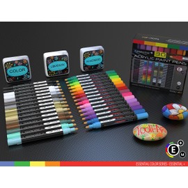 Acrylic Markers, Paint Pens Assorted Vibrant Markers for Rock Painting, Canvas, Glass, Mugs, Wood, Ceramic, Fabric, Metal, Scrapbooking. Non Toxic, Quick Dry, Multi-Surface, Lightfast (MEDIUM)