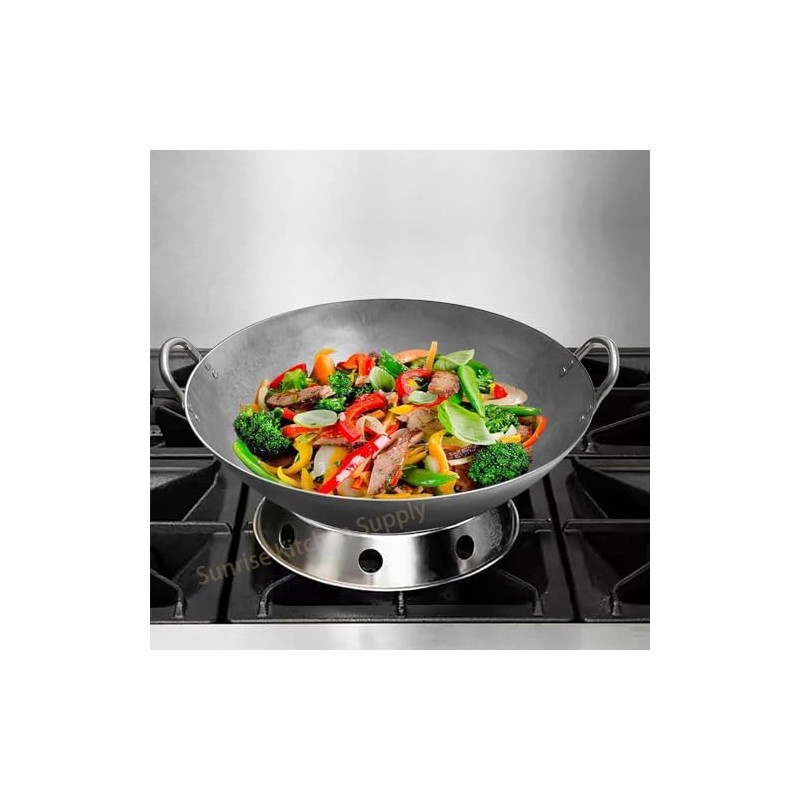 SUNRISE Kitchen Supply (Pack of 2) Plated Reversible Steel Wok