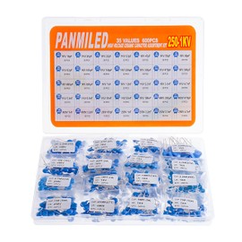 PANMILED 35 Values 600 Pieces High Voltage Ceramic Disc Capacitor Assortment Kit (Capacitor Range : 10pF~100nF) (250V 400V and 1KV)