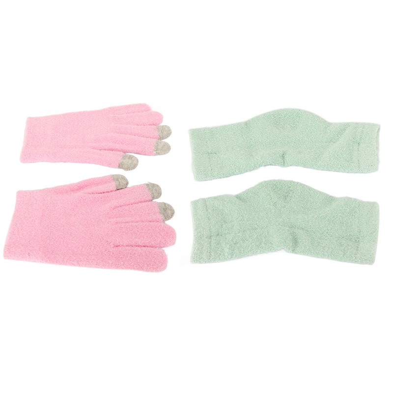 Pink Moisturizing Hand Gloves Touch Screen Prevent Cracked Skin Green