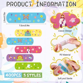 Geiserailie 400Pcs PE Jesus Bandages for Kids Easter Egg Stuffers Gifts Cartoon Boo-Boos Adhesive Bandages Pack He is Risen Waterproof Bandages Bulk Easter Party Favor Protect Scrapes and Cuts(Jesus)