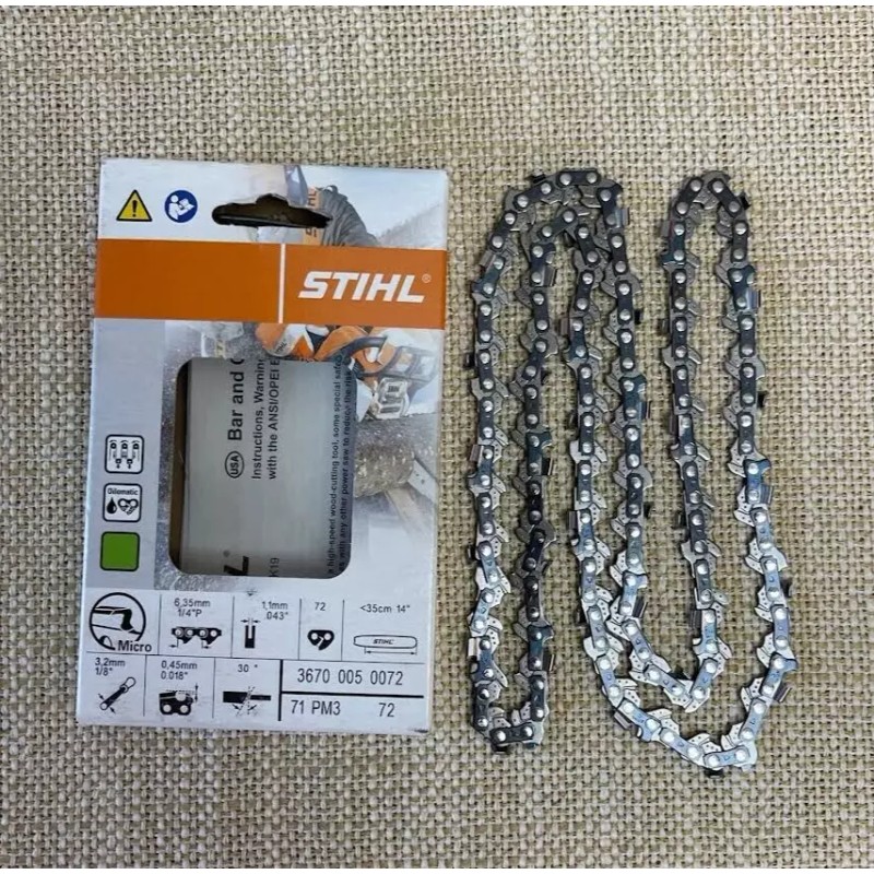 Stihl 3670 005 0072 Chain 71PM3 72, 1/4" Picco, .043"