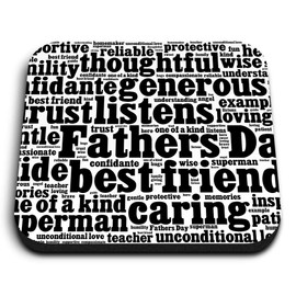 1 x Square MDF Fridge Magnet - Fathers Day Word Art Dad Daddy 8781