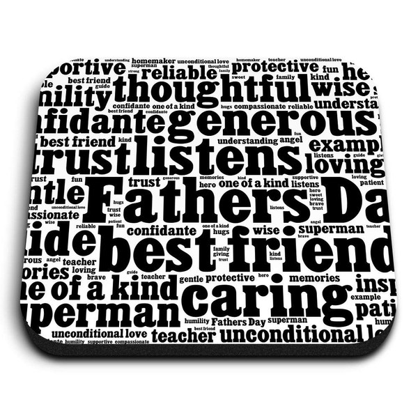 1 x Square MDF Fridge Magnet - Fathers Day Word