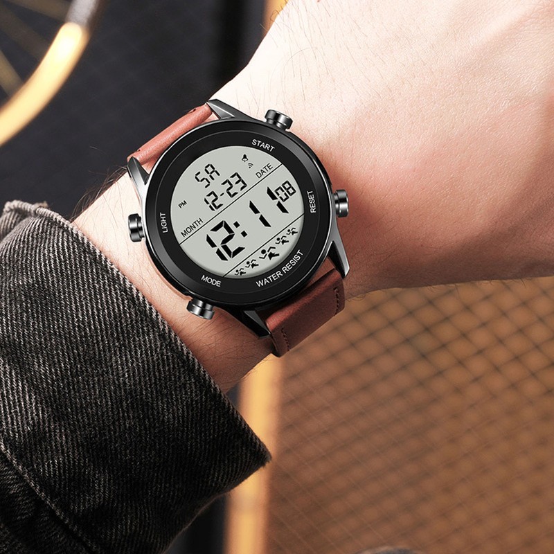 Men Digital Watch Dual Time Stopwatch Calendar Alarm Clock Waterproof