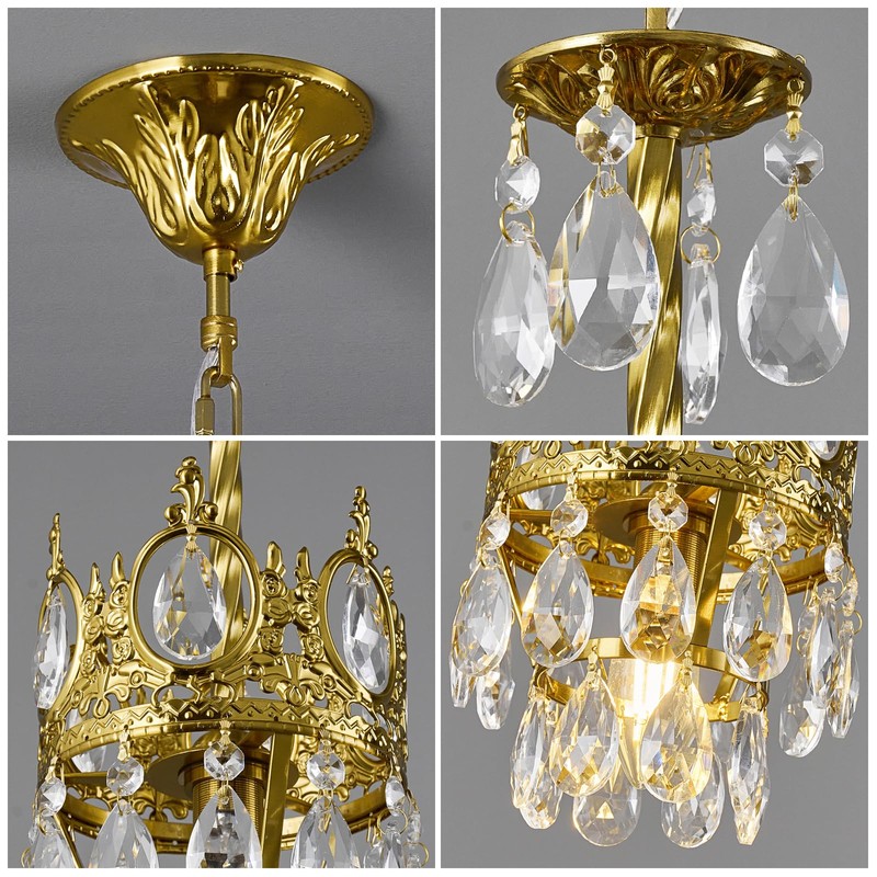BNHHLZ Modern Crystal Chandelier, Gold Crystal Pendant Lighting Fixture, Elegant