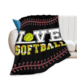 Softball Soft Throw Blanket All Season Microplush Thick Warm Blankets Tufted Fuzzy Flannel Throws Blanket for Bed Sofa Couch 60"x50"