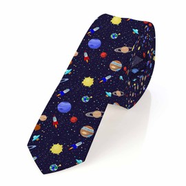 Yakuna Solar System Space Men's Ties Rockets Astronomy Solar Planets Novelty Men's Necktie Ties for Mens Daily Wedding Party Business