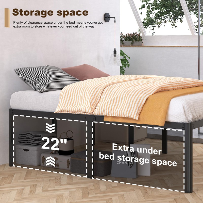 Likelalaso 24 Inch High Twin Bed Frames with Rounded Corner,