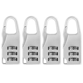 LATRAT Pack of 4 Combination Lock 3 Digit Combination Lock Zinc Alloy Travel Lock Luggage Locks, Mini Combination Padlock (Silver)