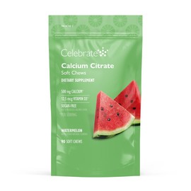 Celebrate Vitamins Bariatric 500mg Calcium Citrate Soft Chews with 500 IU Vitamin D3 – Essential for Gastric Bypass Patients & Bone Health - Sugar & Gluten Free, Melon (90 Chews)