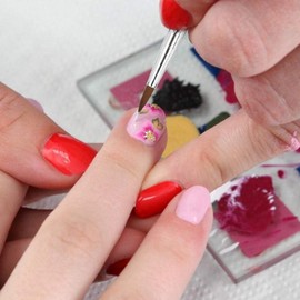 Juego de pinceles de uñas 3D, 6 piezas Pinceles de plumas de uñas DIY Patrón de flores DIY Pincel de pintura Pincel de uñas de nylon con mangos de diamantes de imitación