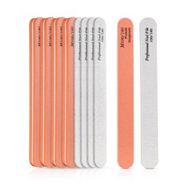 BALUCA 10-Pack Professional Nail Files & Buffers for Acrylic & Natural Nails | Double-Sided 100/180 Grit Emery Boards | Reusable Salon-Grade Nail Filer & Shine Kit for Women & Pets (Orange)