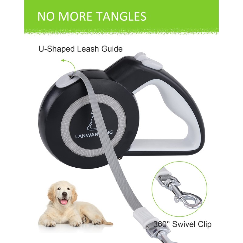 Chew Proof Retractable Dog Leash with 2 Heavy Duty Anti-Chewing