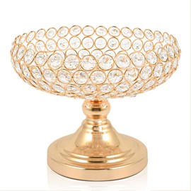 kolnlala Hollow-Carved Design Crystal Fruit Bowl Food Bowl for Table Centerpiece, Bowl Holder for your Counter,Elegant Crystal Bowl for Party table(Gold, Bowl shape 1PC)