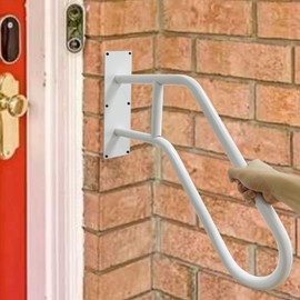 Outdoor handrail Wall Mount, Garage Railing with Polished White Finished, Grab Bars for Garage, Porch, Garden 1 to 3 Steps Stairs(Dia 1.1" Iron Pipe, 28.7"Length)