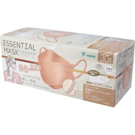 Sarafuwa ESSENTIAL MASK FD30-BE Non-Woven Mask, Apricot Beige, Paper Mask Case Included, Pack of 30
