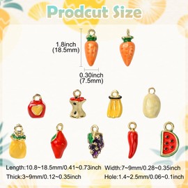 DanLingJewelry 20Pcs 3D Vegetable Fruit Enamel Charms Assorted Food Enamel Charms Ornament with Loop for DIY Earrings Bracelets Necklaces Making, Non-Precious Metal, No Gemstone