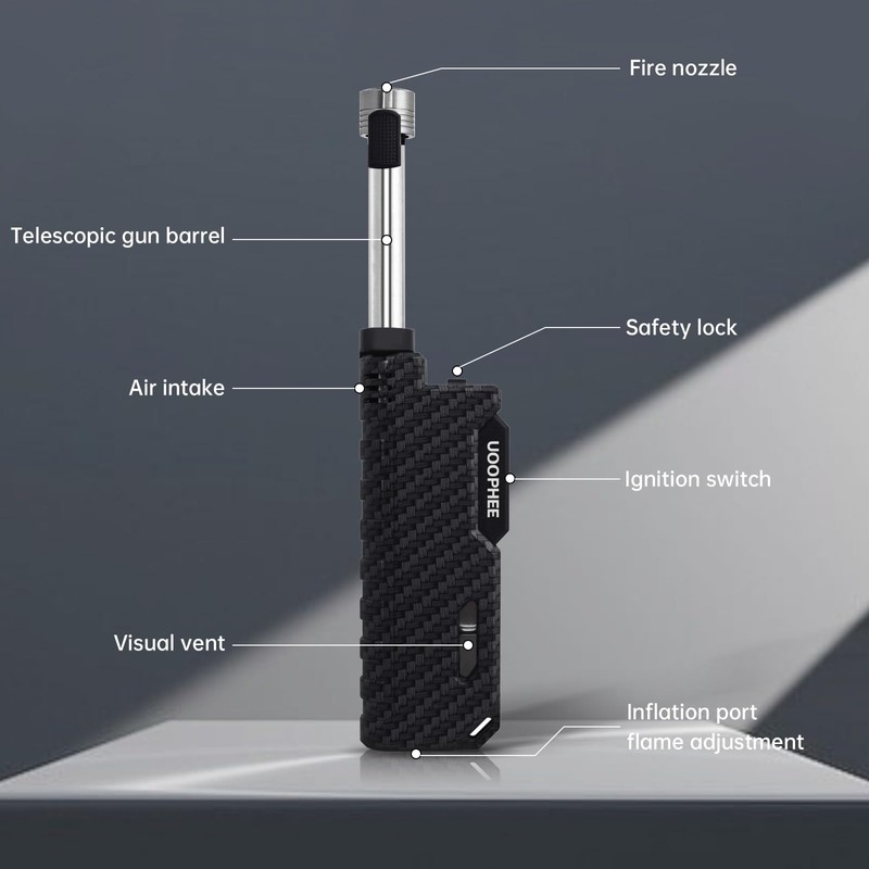 Torch Lighter with Flame Lock, Windproof Butane Lighter Refillable Single
