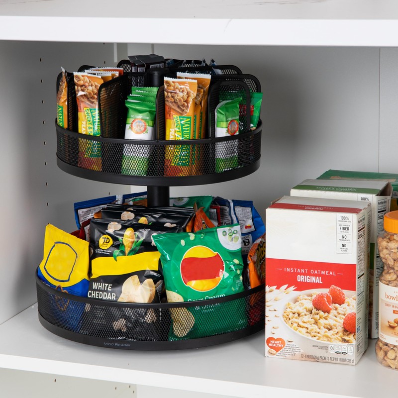 Mind Reader 2-Tier Snack Carousel, Countertop Organizer, Snack Tray, Breakroom,