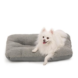 Cama Tipo Colchoneta para Perro de Forro Polar con Relleno Suave, Antiestrés y Duradero (Small, Gris)                                                 