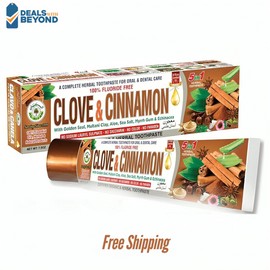 Al-Riyan Group Organic Clove & Cinnamon Herbal Toothpaste Al Riyan-5 In 1-Fluoride free, 3-pack