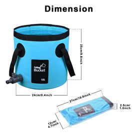 iGreely Folding Bucket, 12L Handy Folding Bucket, Easy to Clean with Tap - Perfect for Plumbing, Cleaning, Camping, Hiking, Fishing (Blue, 12L)