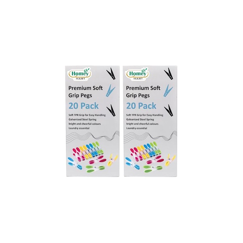 40 x Soft Rubber Grip Pegs Strong Clothes Line Dry