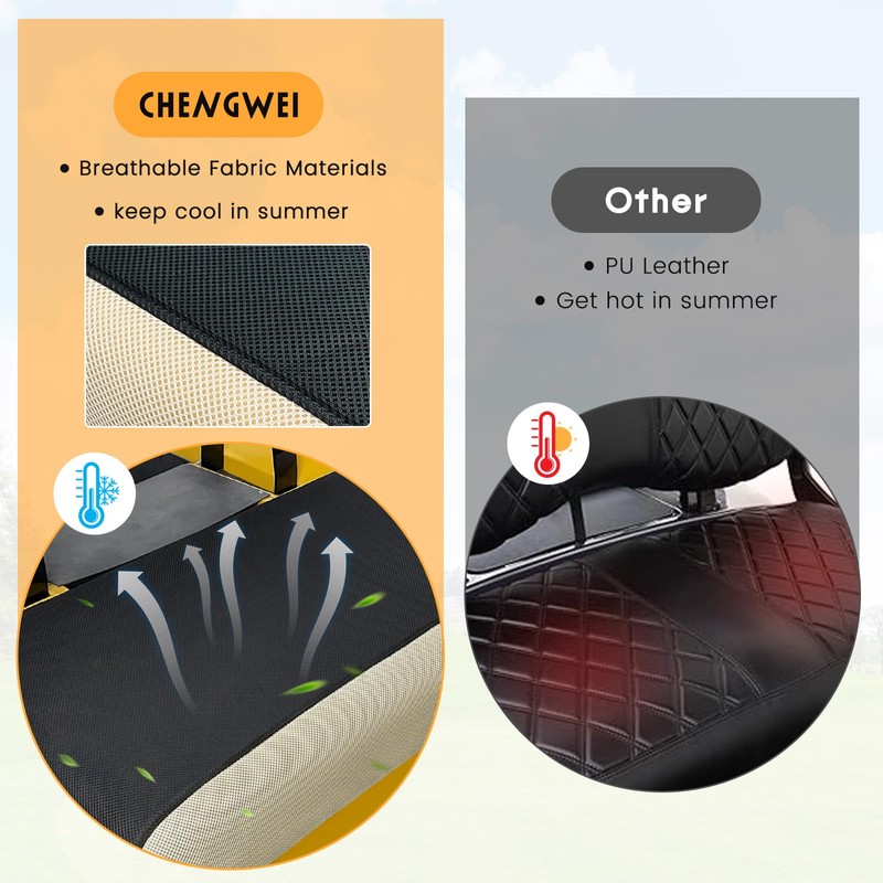 Golf Cart Seat Covers 2 Piece Front and Rear Seat