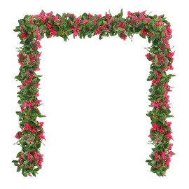 Fqueelvys 6PCS 7.55FT Bougainvillea Artificial Garland Faux Bougainvillea Silk Flowers Vines for Wedding Arch Garden Wall Centerpieces Table Runner Home Decor(Rose Red)