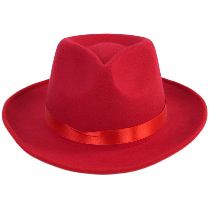 Black Wide Brim Satin Ribbon Fedora Panama Hat Rancher Hat